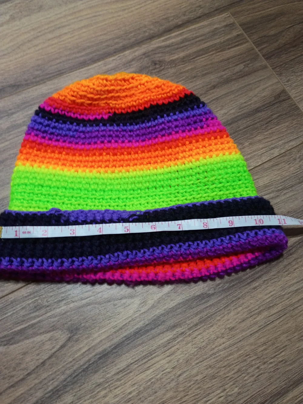 Kids Neon Rainbow Crochet Beanie - Multicolor